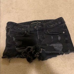 Black denim shorts